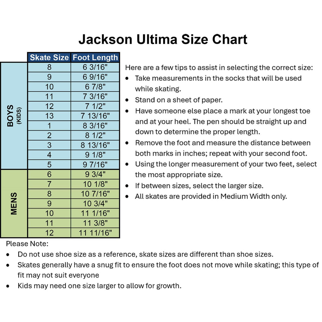 Jackson Sizing Jackson Classic 552 Men's / Boyls Figure Skate – Jackson Skate Canada