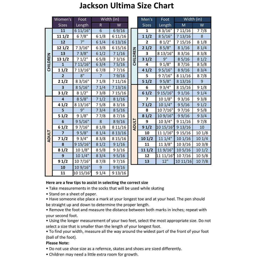 Jackson Sizing Jackson Freestyle Men's / Boys Figure Skate – Jackson Skate Canada