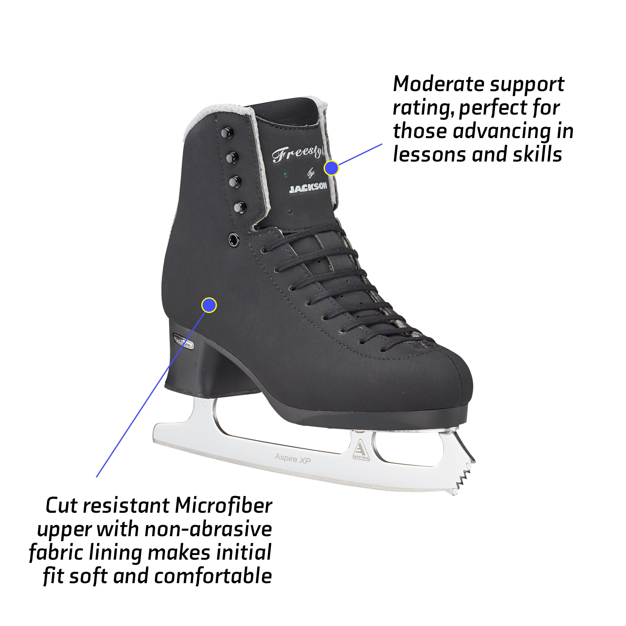 Jackson Ultima Freestyle black figure skate ultima aspire xp