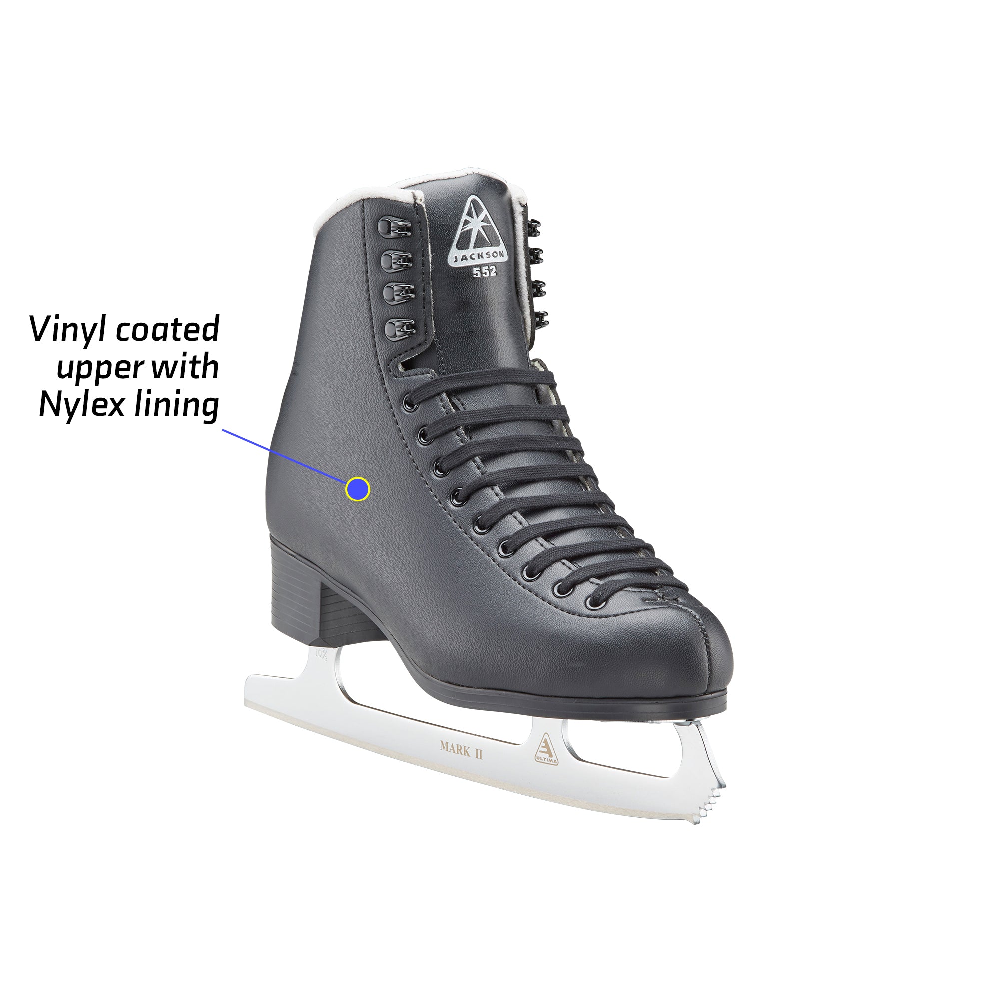 Jackson Ultima Classic 552 Mens Boys Black Figure Skate PVC Sole Mark 2 Blade